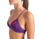 ARENA Solid Tie Back Top Plum BrightCoral Bikinioberteil