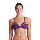 ARENA Solid Tie Back Top Plum BrightCoral Bikinioberteil