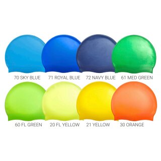 50 Stück à 9,95€ Premium Silikon Badekappen einfarbig bedruckt 60 Fluo Green