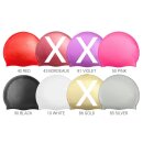100 Stück à 5,80€ Essential Silikon Badekappen einfarbig bedruckt 40 Red