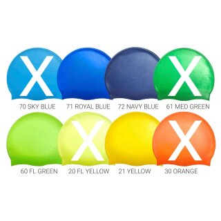 50 Stück à 7,10€ Essential Silikon Badekappen einfarbig bedruckt 60 Fluo Green