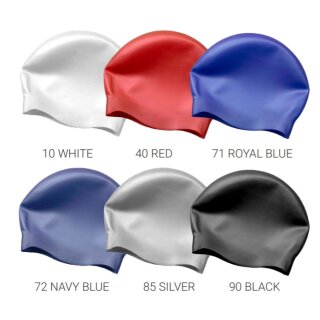 300 Stück à 8,40€ Premium Silikon Volumen Badekappen einfarbig bedruckt 10 White