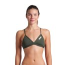 ARENA Solid Tie Back Top DarkSage-White Bikinioberteil