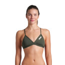ARENA Solid Tie Back Top DarkSage-White Bikinioberteil